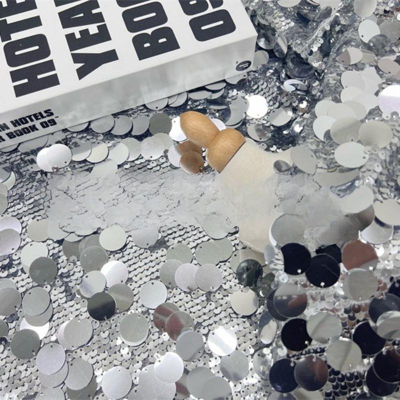 5+18mm Sequin Mesh Lace Fabric for Sewing High Quality Wedding Party Dress Clothing Patchwork DIY Apparel Sewing Supplies