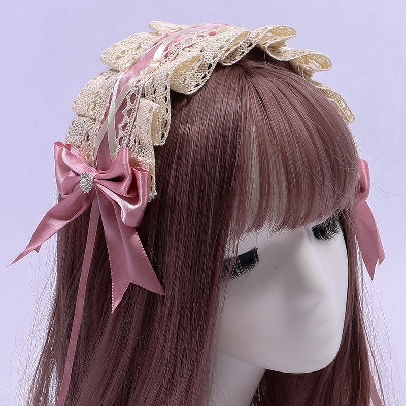 Handmade Bow Lace Headband Japanese Girl Lolita Hairpin Soft Cute Two-dimensional Headgear Cute Sister Hair Accessories
