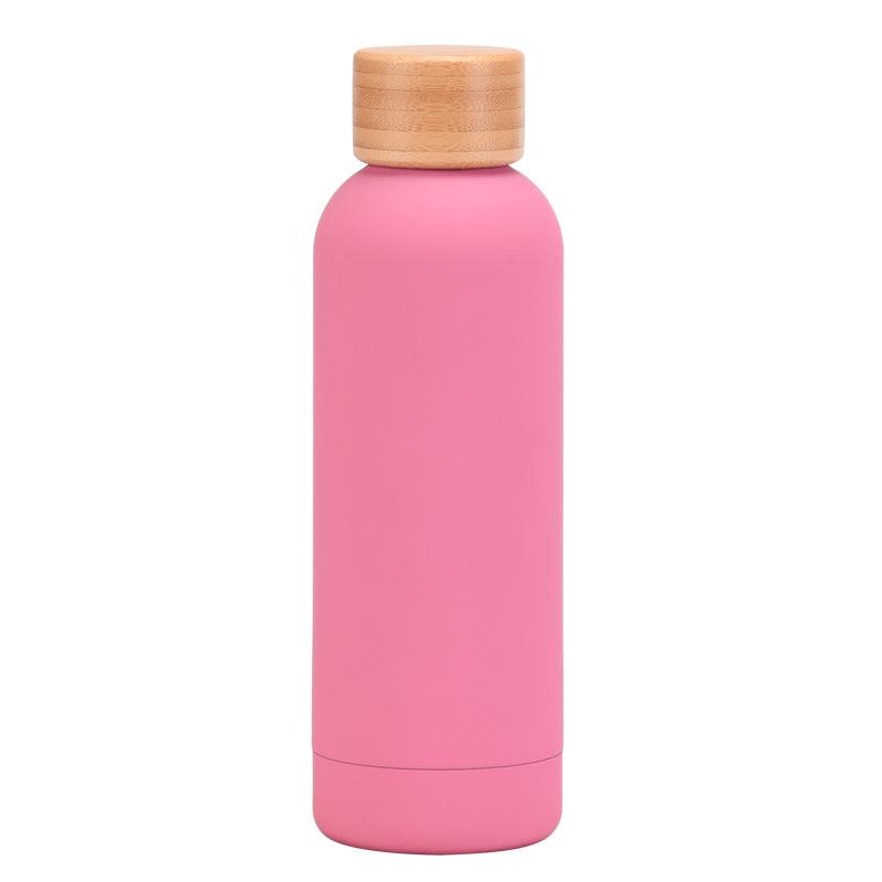 304 Stainless Steel Thermos Cup Matte Outdoor Water Cup Bamboo Cover Retro High-Value Water Cup