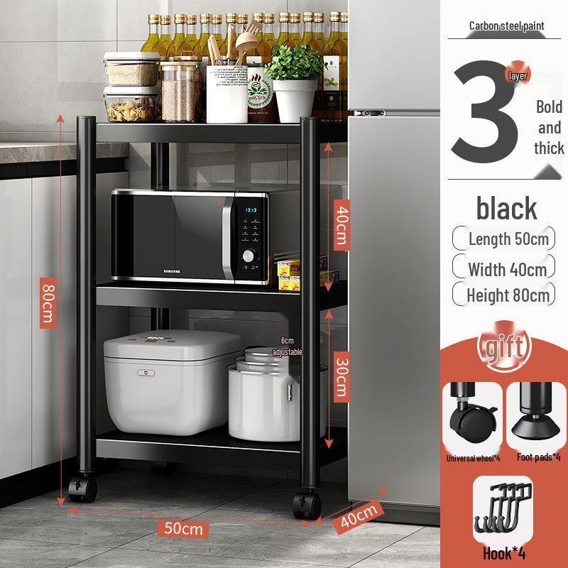 Многоярусная кухонная полка для хранения Напольный шкаф с подставкой для горшков и полкой для микроволновой печи 5450₽
