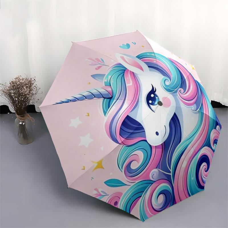 1pc Unicorn Fantasy Artwork Umbrella with Plastic Handle,Suitable for All Seasons Home Travel Outdoor UmbrellaDD935