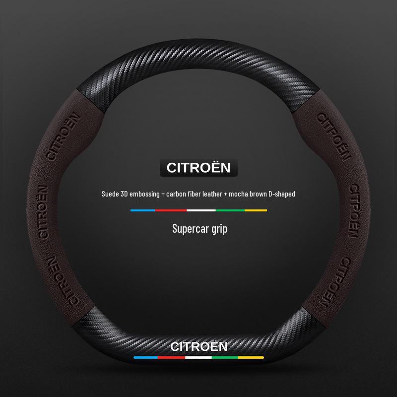 Universal Non-Slip Suede Steering Wheel Cover for Citroen: All-Season, Breathable Design for Men and Women