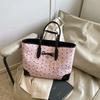 2025 Large Capacity Simple Summer Foreign Style Bow New Casual Shoulder Shopping Bag Class Commuter Tote Bag