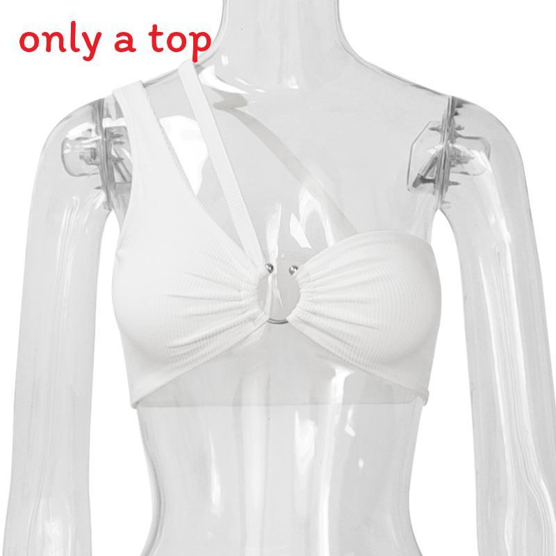 American Style Spaghetti Strap Crop Top With Hollow Out Design For Summer
