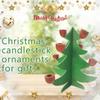 Warm Glowing Christmas Tree Shape Candle Holder Wood Crafts Tapered Candle Stand Candlestick for Seasonal Party Decors