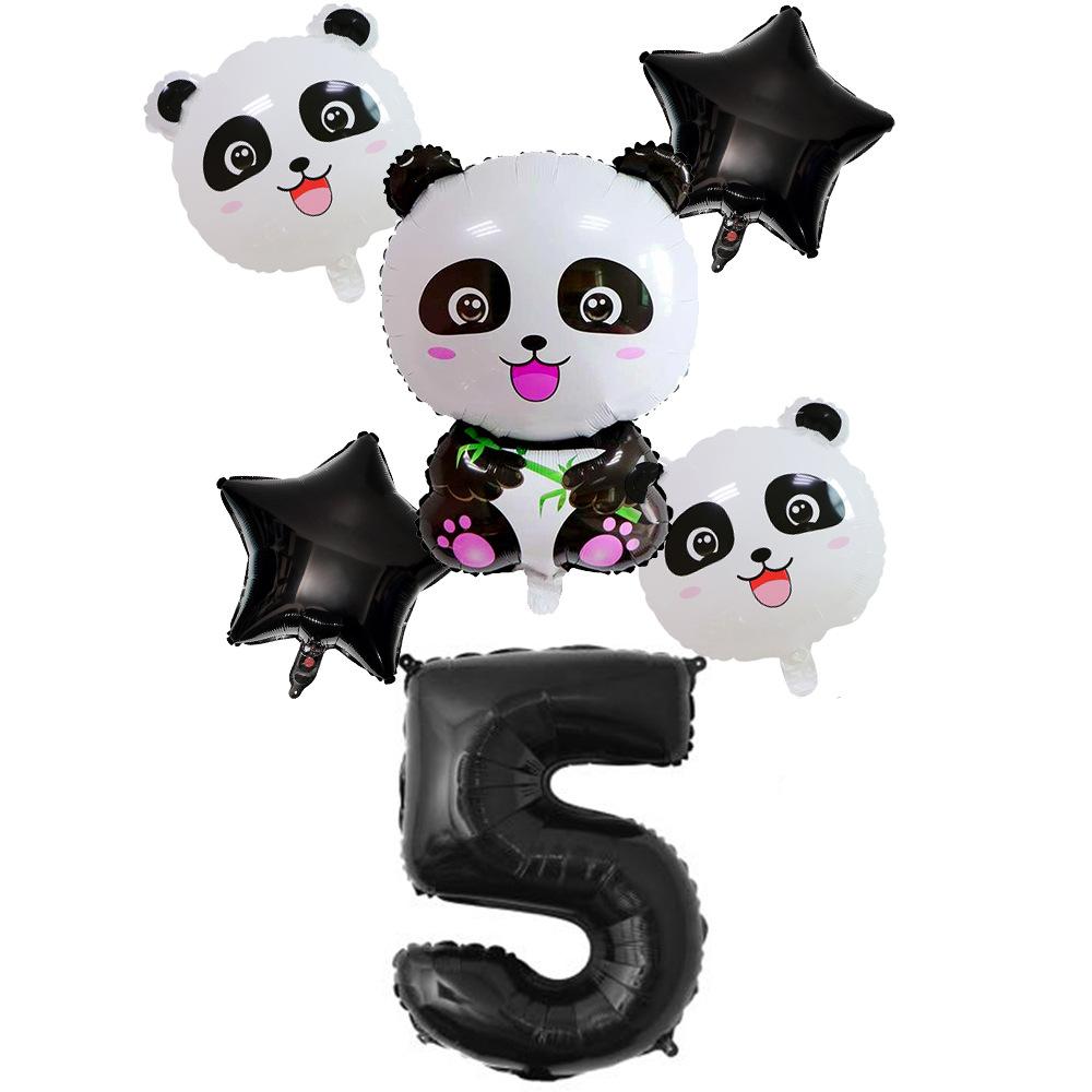 Xiaohongshu Panda Balloon Cute Panda 1-10 Birthday Party Decoration Arrangement Aluminum Film Balloon