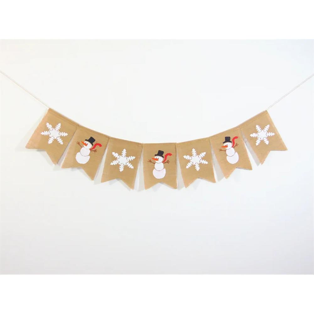 

Snowman Christmas Banner Snowflake Christmas Bunting Backdrop Burlap Bunting Garland Christmas Party Decor Winter Holiday Decor Single piece13x18cm