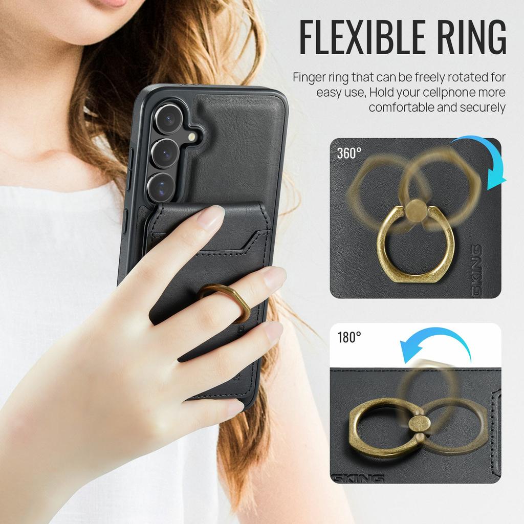 MAGKING K1 Series For Samsung Galaxy S24 FE Magnetic Case PC + TPU + PU Phone Cover with Card Holder