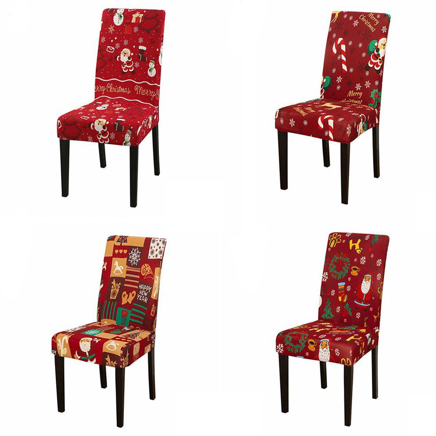 

2 шт. современный эластичный чехол для банкета и вечеринки, Рождественский чехол на стул с принтом