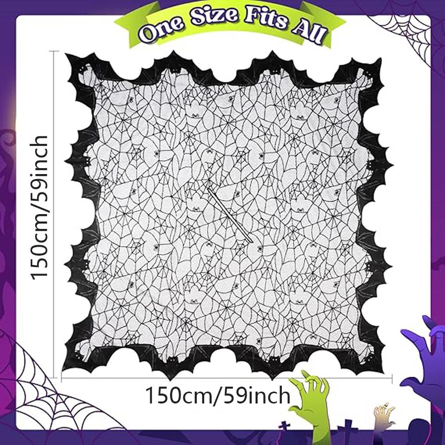 Zwarte Magie Spinnenweb Vleermuis Damesmantel, Halloween Horror Zacht Sjaal Kostuumaccessoires 150X150Cm gray