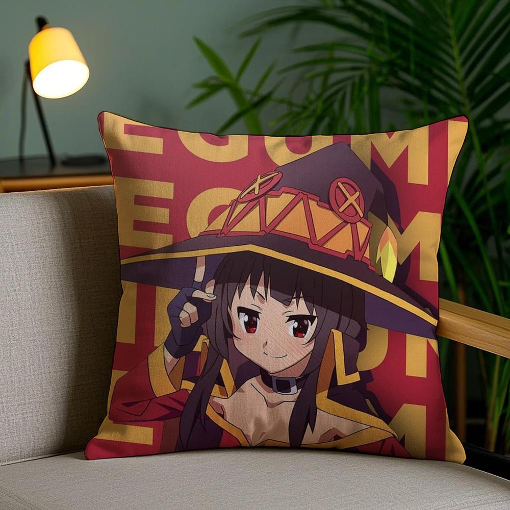 Cute M-Megumin Cushion Cover Soft Short Plush Double-Sided Printing Home Decor Machine Washable Pillow Case Gift