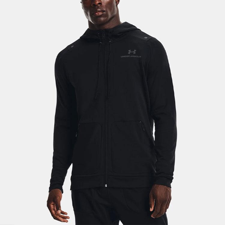 Under Armour Rush Series All Purpose Logo Print Sports Hooded Jacket Men Jackets Black 1367770-001