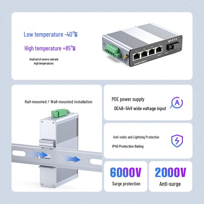 Zhongke Industrial Gigabit Single Fiber Optic POE Converter