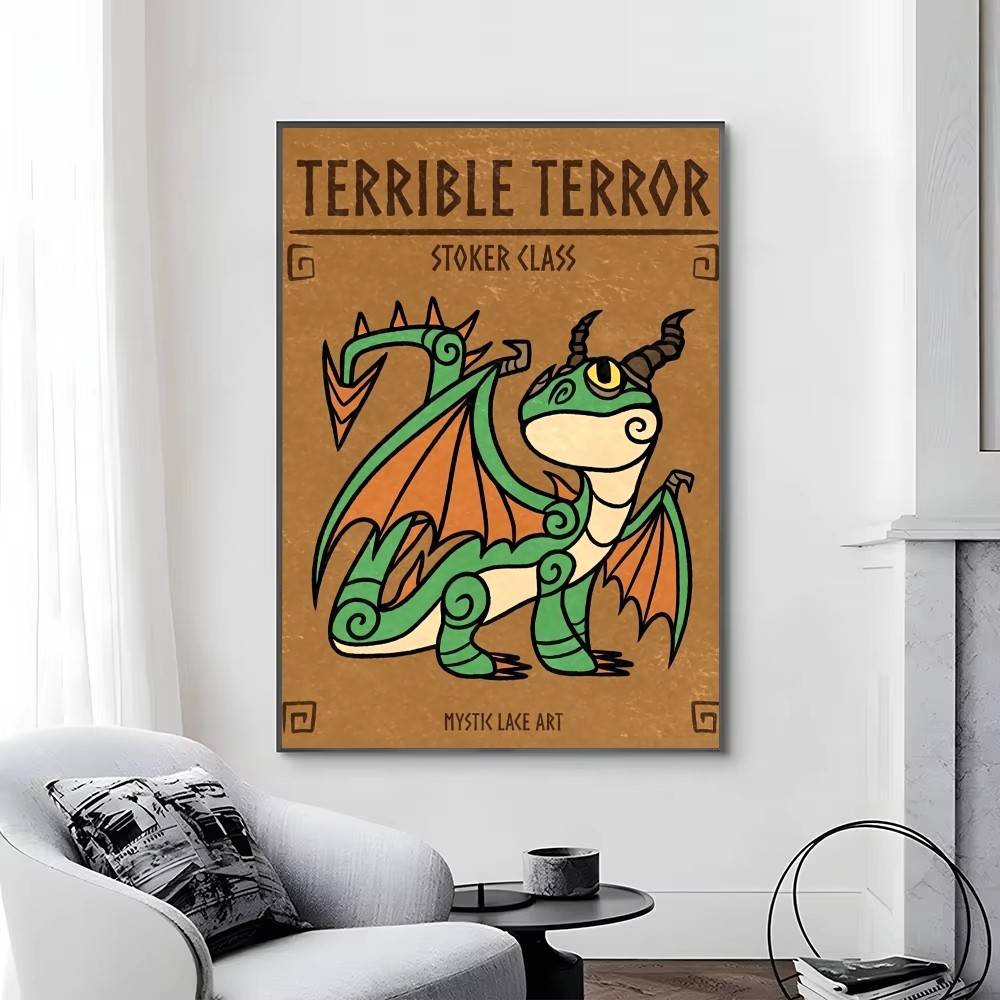 1PC Retro Hookfang Seashocker Toothless Dragon Cards Wall Art For Kitchen Decor, Poster Prints Home Decoration