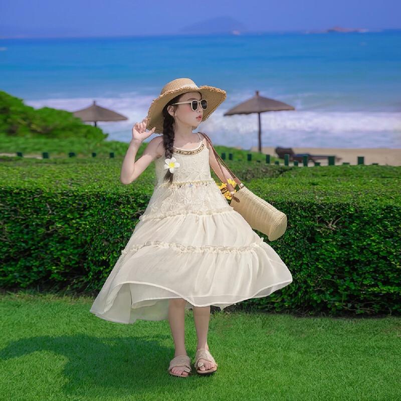 Girls  Sleeveless Floral Embroidered A-Line Summer Dress 160