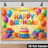 2D Bright Rainbow Confetti Happy Birthday Backdrop Banner for Children Party Supplies