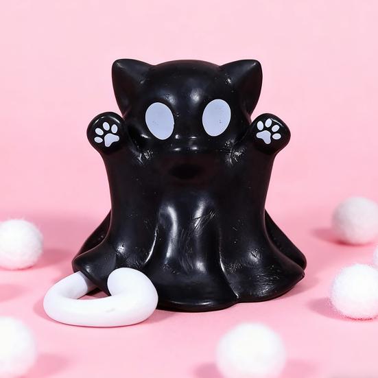Integrated Molding Cat Ornament Ghost Figure, 3D Printed Decorative Ornament, Smooth Surface Statue Mini Desktop Decoration Halloween Gift for Lovers