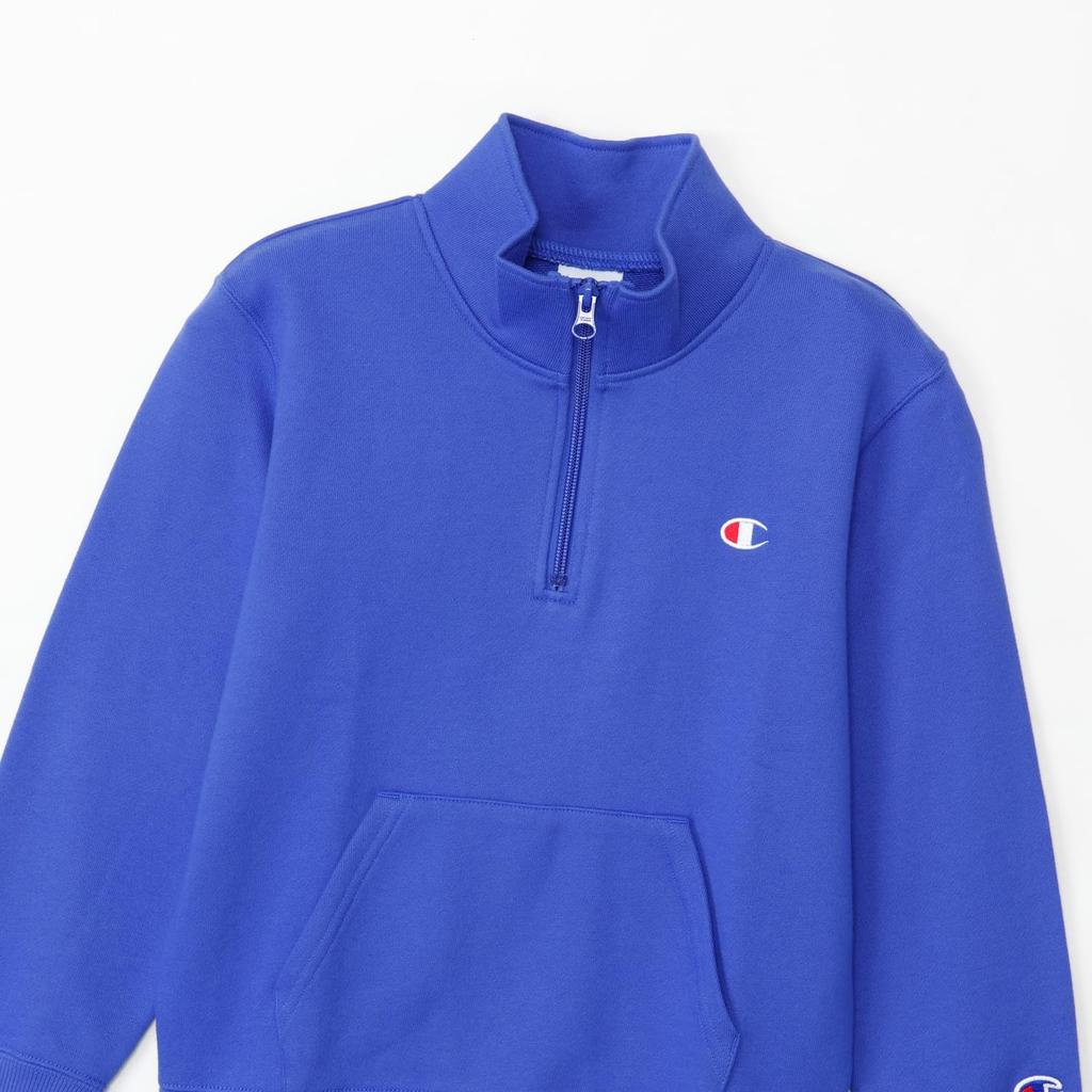Champion Long Sleeve Fleece Logo Kids Size 140 Kids' Sweatshirt, 100% Cotton, Lining, One-Point Embroidery, Half-Zip Sweatshirt, Basic, CKSY009Z,