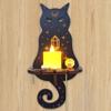 Wall Hanging Mounted Candlestick Holder Wooden Carving Craft Decor Owl Animals Foxes Cat Candle Display Crystal Storage Rack