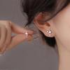 Stainless Steel Double Layer Flower Pendant Earrings For Women Vintage Geometric Irregular Drop Earring Personality Jewelry Gift
