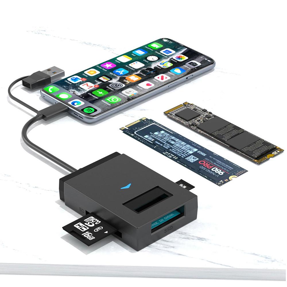 M.2 NVMe NGFF SSD Enclosure 10Gbps USB 3.1 To M.2 NVMe NGFF SSD Hard Drive Adapter Converter Support SD TF Card Reader Direct insertion