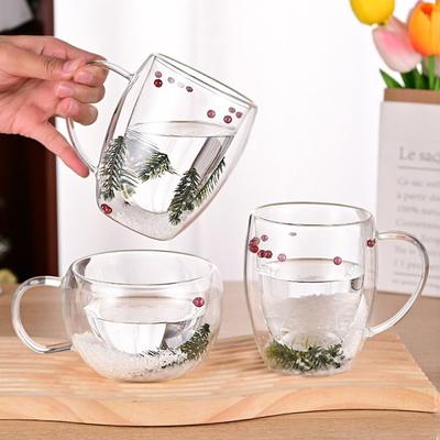 Tazze creative in vetro a doppia parete, isolate, resistenti al calore, trasparenti, con motivo a fiori, un tripudio di colori, tazza da tè originale, cappuccino
