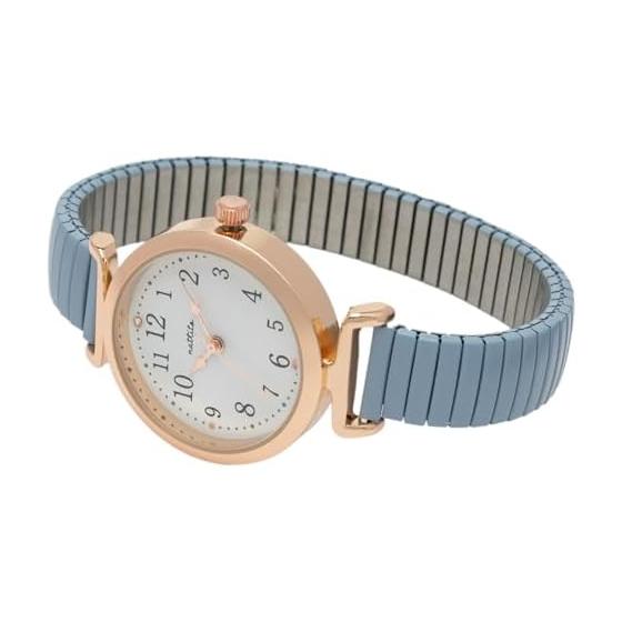 Fieldwork Women s Watch Analog Metal Band Bellows Belt Bellows Stainless Steel 5ATM Life Waterproof Watch WP Nadi Blue MKJ3015-3