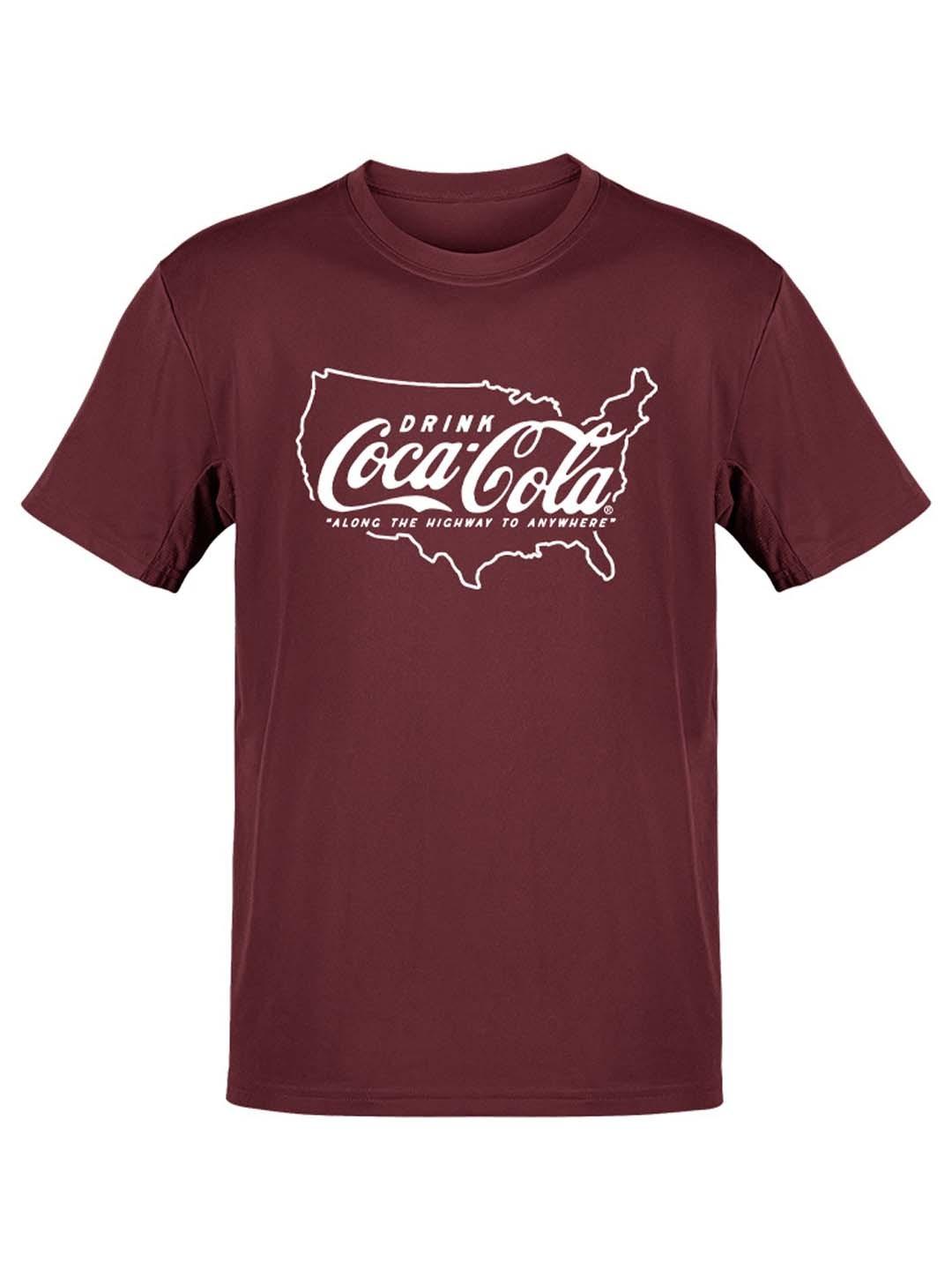 Officially Licensed Coca-Cola Highway Route Travel Map Logo Mens T-shirt L