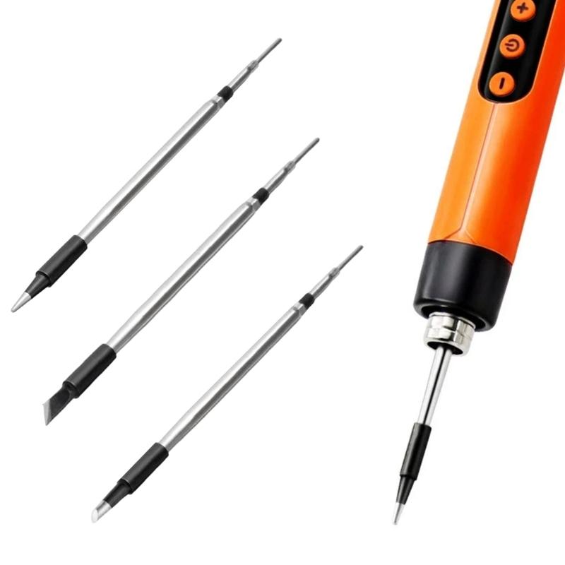 Pack Of 3 Soldering Iron Tip High Thermals Conductivity Copper Build Solder Welding Tip For Smooth Soldering Tool