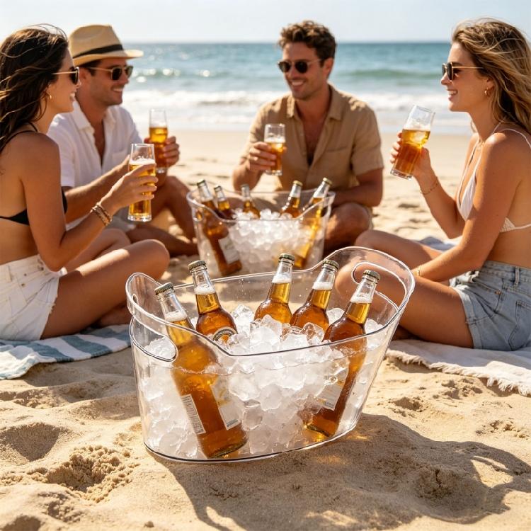 6.5L Oversized Ices Bucket PET Portable Drink Bucket Perfect For Chilling Multiple Beverages During Social Event