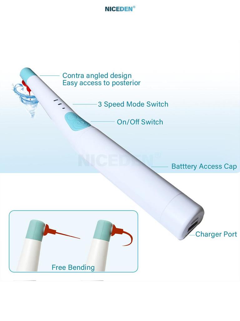 NICEDEN Wireless Endo Activator  Root Canal Irrigation Device with 120 Replaceable Tips for Endodontic Cleaning and Activation