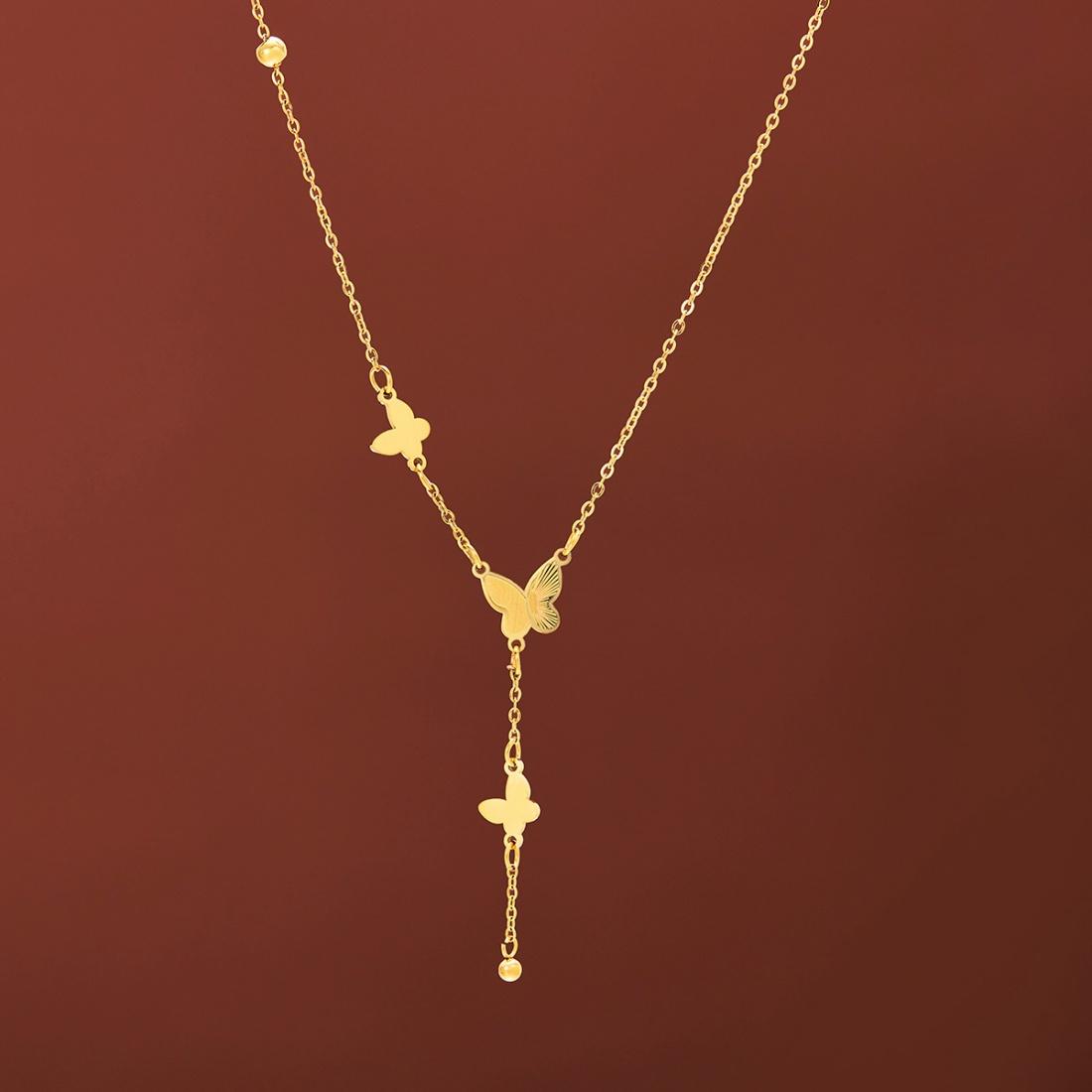 Fashion Butterfly Pendant Tassel Necklace Waterproof Fashion Stainless Steel Gold Color Animal Zircon Gifts for Women 40-45cm