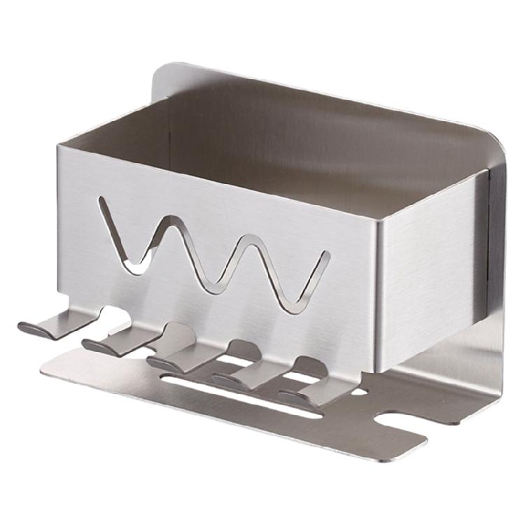 

Stainless Steel Toothbrush Holder with Adhesive Backing Wall Mounted Toothpaste Rack Rustproof Bathroom Storage Solution срібний