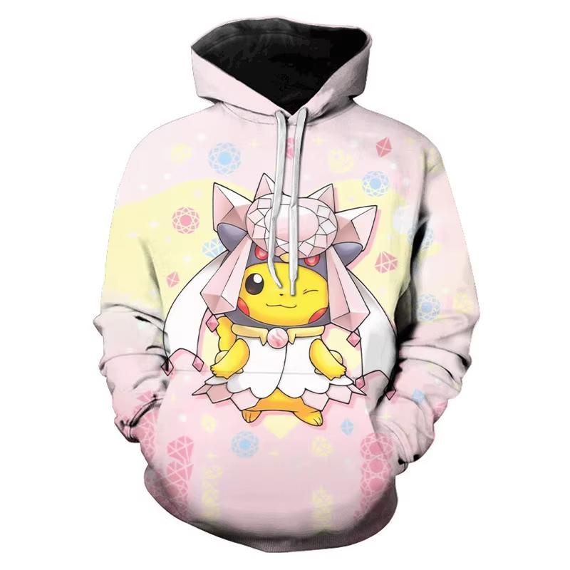 

2025 Новые 3D-толстовки с принтом покемонов для женщин, весна-осень, свитшоты с длинным рукавом, пуловеры, модные топы с Пикачу, одежда 120
