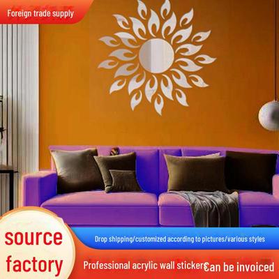 Adhesivo de Pared de Espejo Acrílico con Patrón de Sol - Acento Decorativo Autoadhesivo para Sala de Estar u Oficina