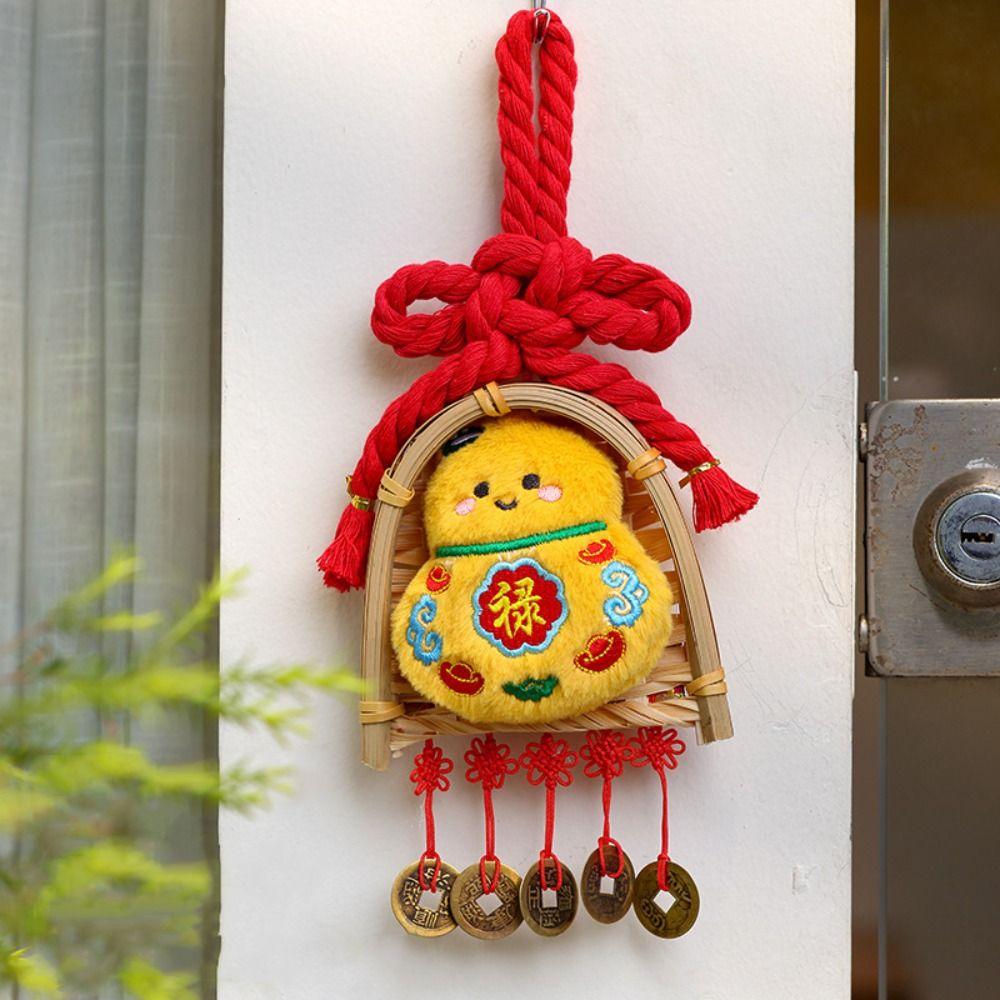 Exquisite Broom Dustpan Pendant Chinese Knot Copper Coin Mini Broom Hanging Ornaments Bamboo Multi Purpose Door Handle Pendants