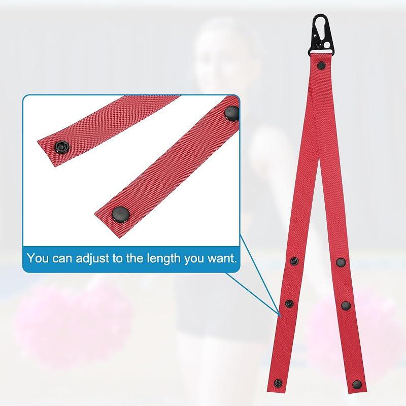 PATIKIL Backpack Cheer Pom Pom Holder, Adjustable Cheer Bow Holder, Pom Pom Strap Lanyard Storage, Cheerleading Accessory for Teen Sports, Red