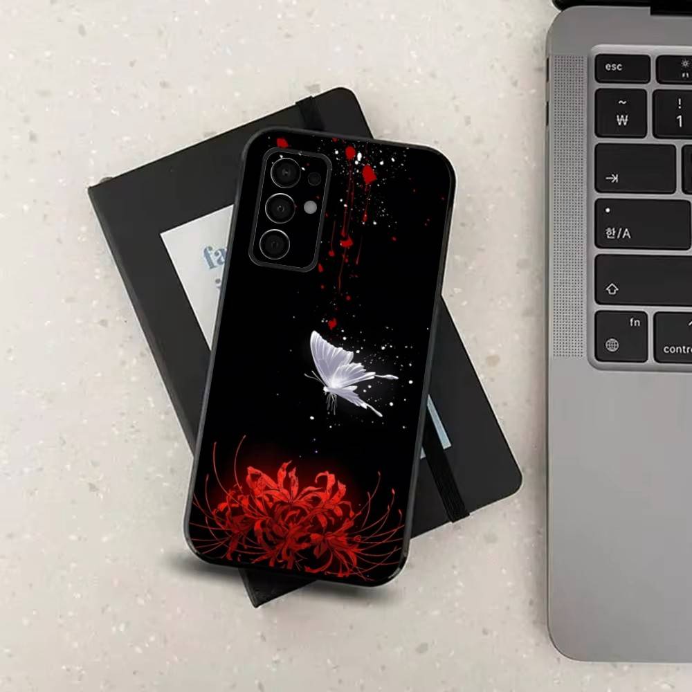 Lily Flower Red Spider Phone Case For Samsung Galaxy A73,31,32,72,41,J7,8,9,53,52,71,22,Note Soft Black Silicone Cover