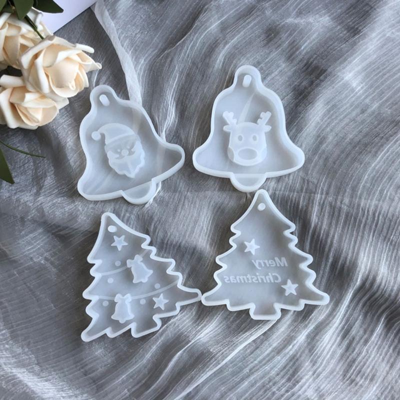 UV Crystal Epoxy Resin Mold Christmas Tree Bell Elk Pendant Silicone Mould Car Pendant Xmas Ornaments Resin Casting Mold