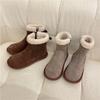 Snow Boots Women's Winter New Retro Velvet Warm Cotton Shoes Flat Bottom Ugly Cute Fluffy Cotton Short Boots