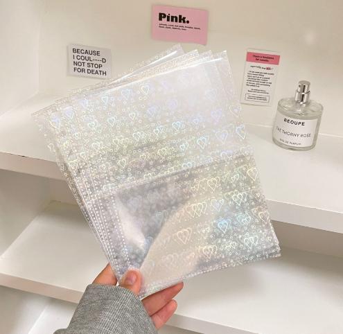 A5 Laser Star Transparent File Holder Notebook 6 Hole Loose Leaf DIY Goll card Album Binder Rings PVC Storage Binding Folder