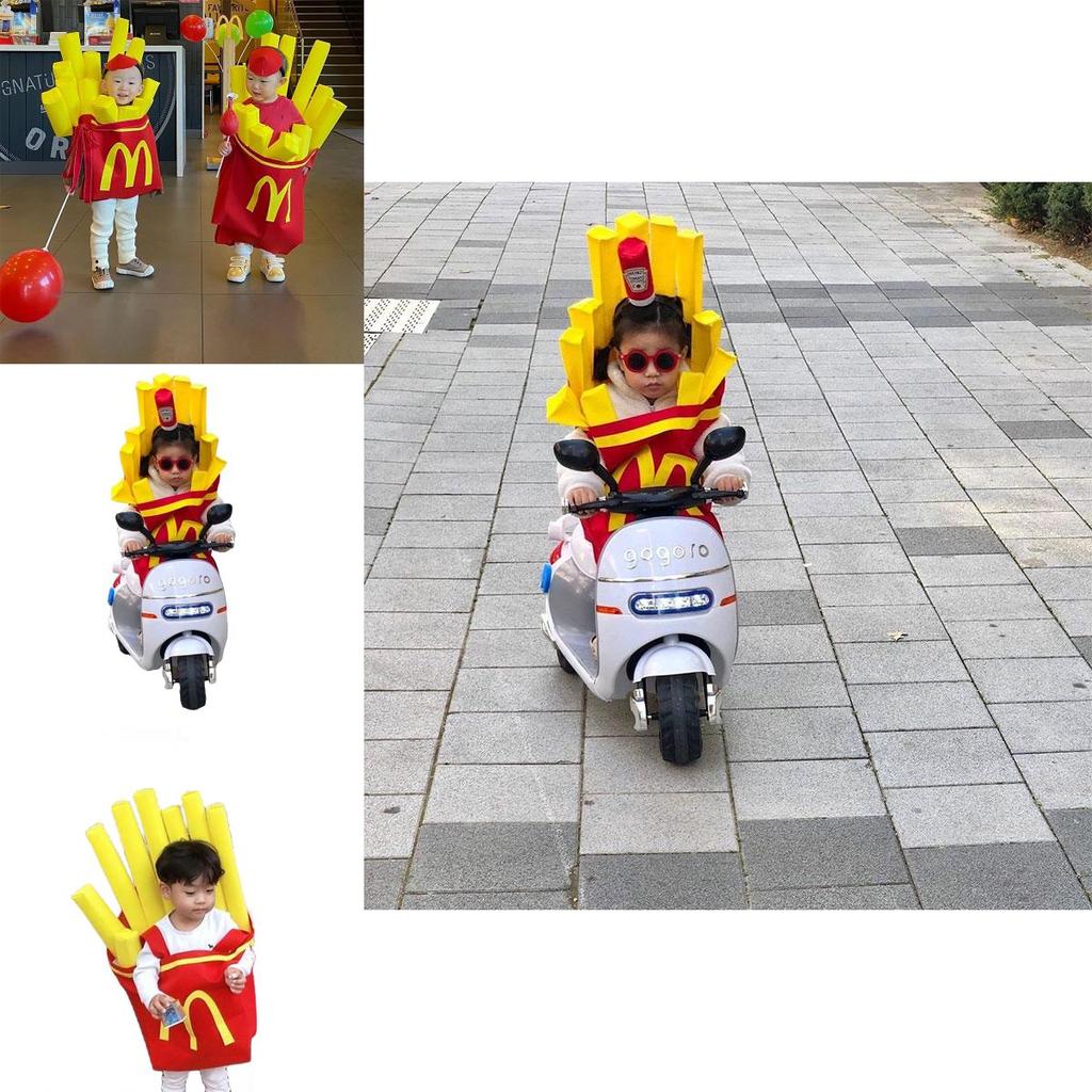 Korean Ins Halloween Children's Costume For Kindergarten Party Show Outfit Boys And Girls French Fries Clothes Inflatable Column)