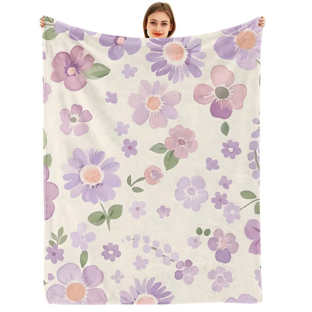 Smooth Solid Cow Spot Anime Cartoon Flannel Blanket Soft Warm Throw for Bedroom Sofa Car Kids Holiday Gift