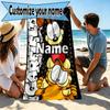 Custom Name Personalized Garfield Print Beach Towel, for Trip Camping Beach Party Home Decor, Birthday Gift for Family & Friends