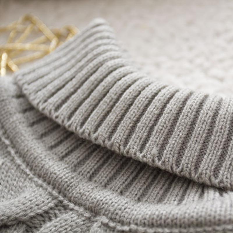 Children's Sweater Autumn New Style Solid Color High Neck Knitted Top for Boys and Girls