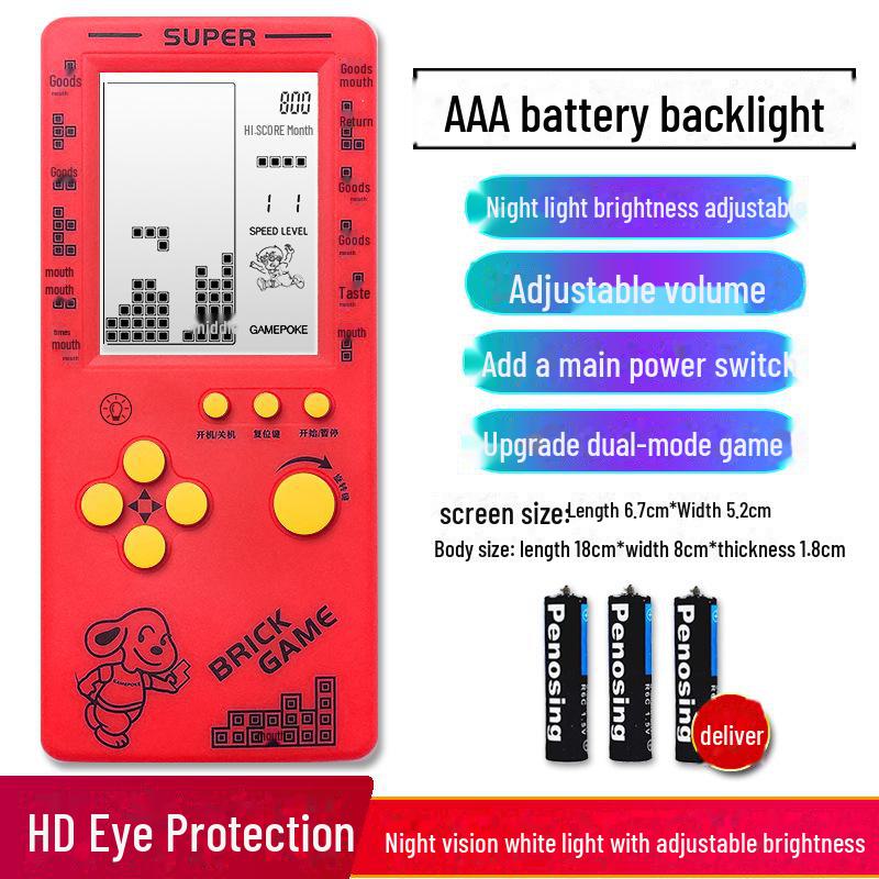 "4,1-Zoll Großbildschirm Retro Tetris Spielkonsole - Wiederaufladbares Klassisches Kinderspielzeug"
