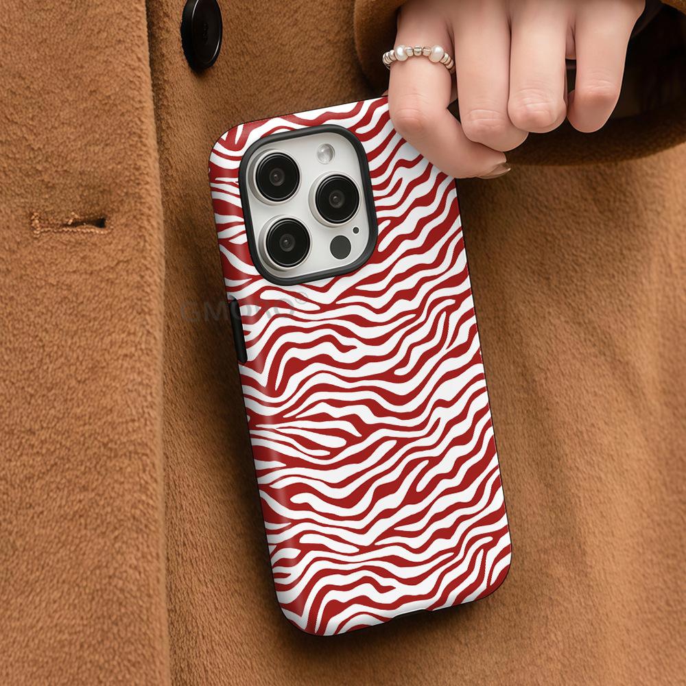 Popular Retro Irregular Striped Magnetic Mobile Phone Case iPhone16/15/14 Anti-drop Protective Case