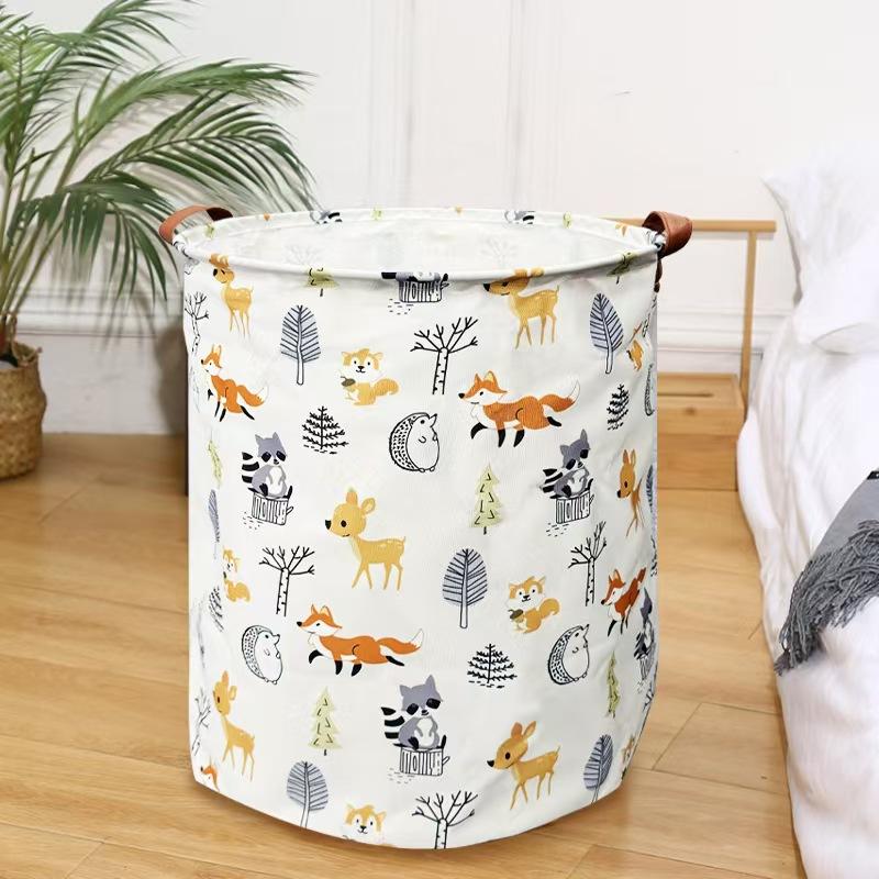 

Large Cotton Laundry Basket clothes Storage Organizer Foldable Hamper for Bedroom Multi-Purpose HomeContainer with Handles 50x40cm белый