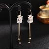 Sweet Long Beads Flower Earrings 2022 New Design Luxury Wedding Crystal Earring Two Wear Opal Dangle Jewellery