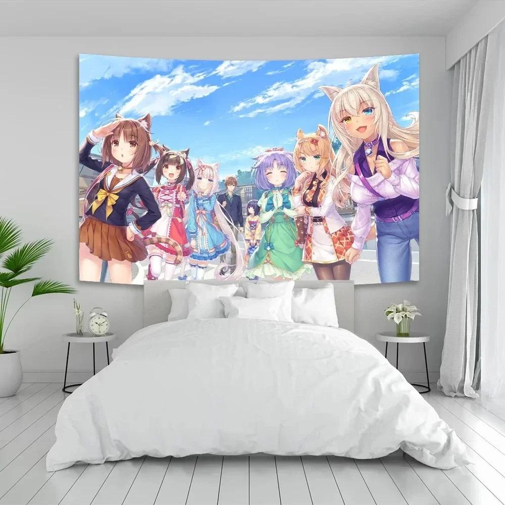 VIKAMA Anime Tapestry with Nekopara Chocola And Vanilla Neko Character Design for Anime Room and Bedroom Wall Decor